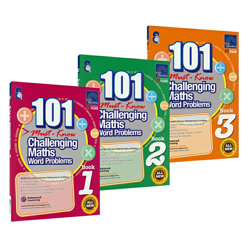 

New 6 Pcs/Set 101 Challenging Maths Word Problems Books Singapore Primary School Grade 1-6 Math Practice Book
