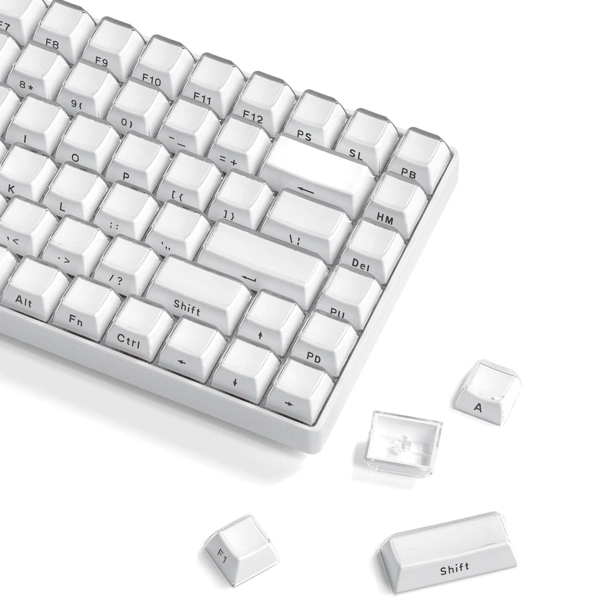 113 teclas branco geléia impressão lateral keycap cristal de gelo translúcido perfil oem tampa chave para cereja mx 61 68 104 teclado mecânico