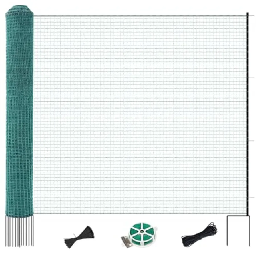 

Temporary garden mesh fence for safety and animal barrier use black steel material 40in x 98.4ft size rust-resistant with inclu