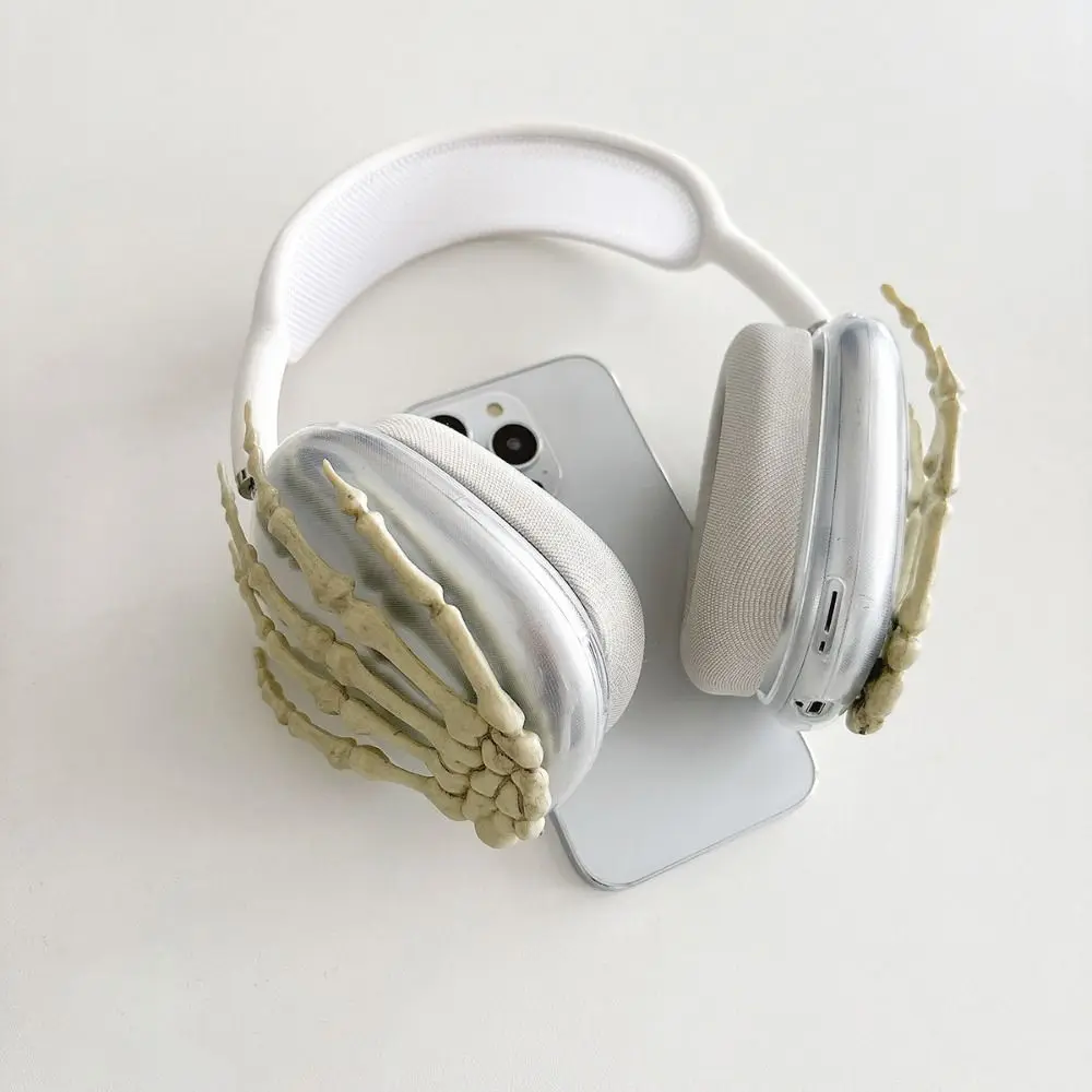 1 pair Cute Earphones Protective Case Clear Head Mounted Bluetooth Earphone Shell Skeleton Hand 3D Funny for Airpods Max