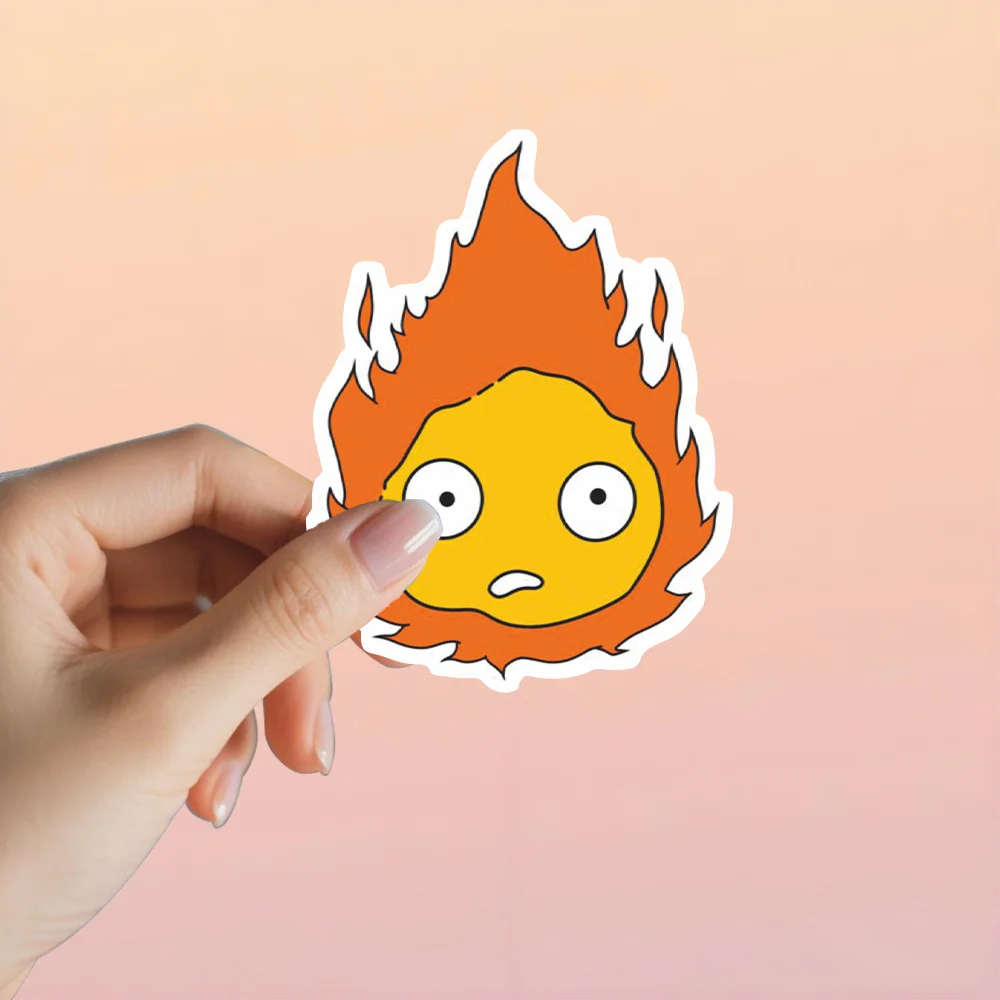 

1 шт., наклейка с изображением пламени и лица (оранжевый/желтый/белый) - водонепроницаемый винил для декора автомобиля для ноутбука