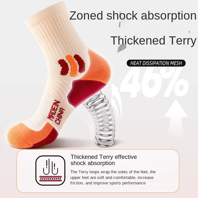 New Sock Ankle Crew Fuzzy Women Summer Outdoor Hiking Professional Run Marathon Towel Bottom Badminton Basketball B4W81