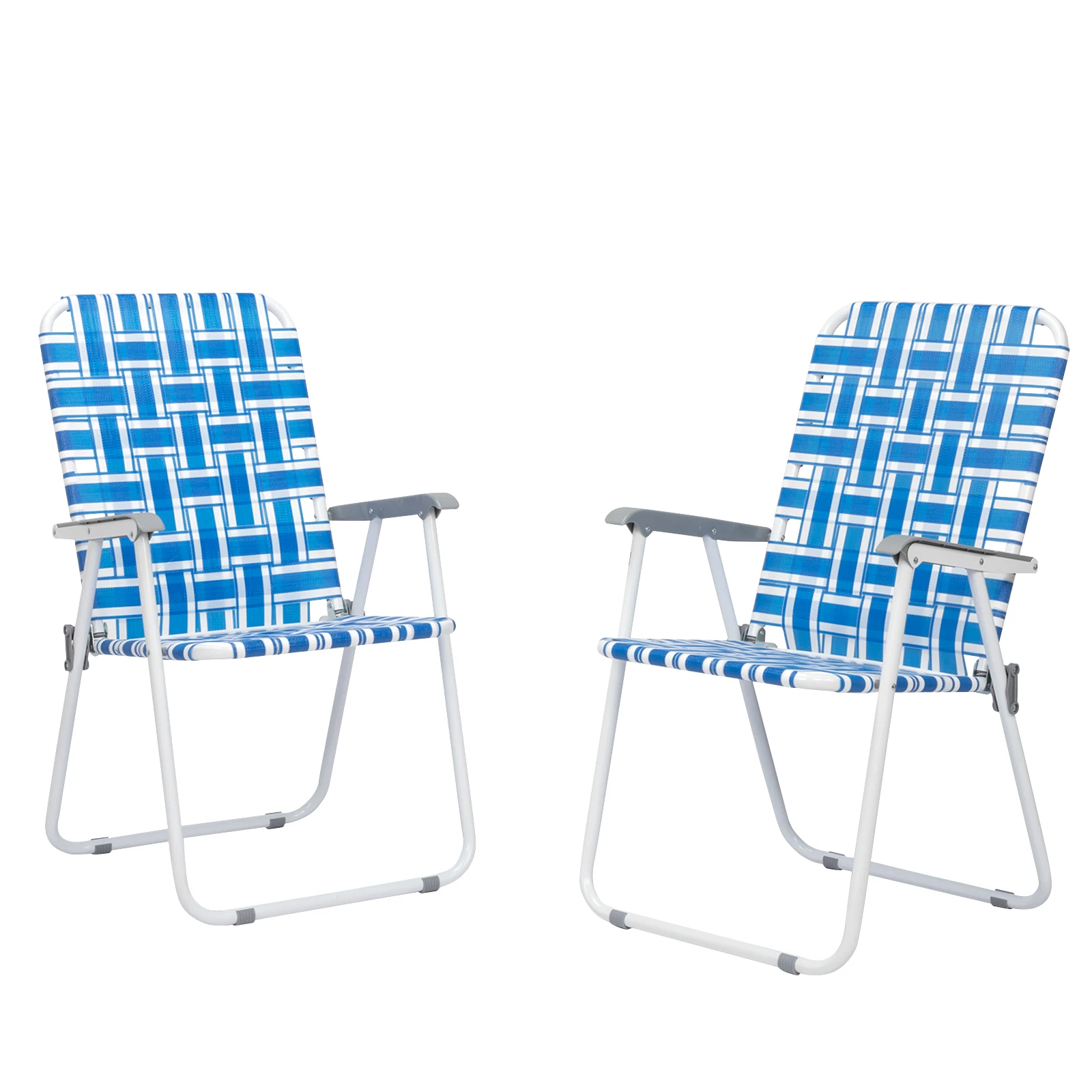 

Webbed Lawn Chairs Set of 2, Foldable Metal Patio Chairs Stable Steel Outdoor Chair for Camping, Fishing, Beach, Poolside