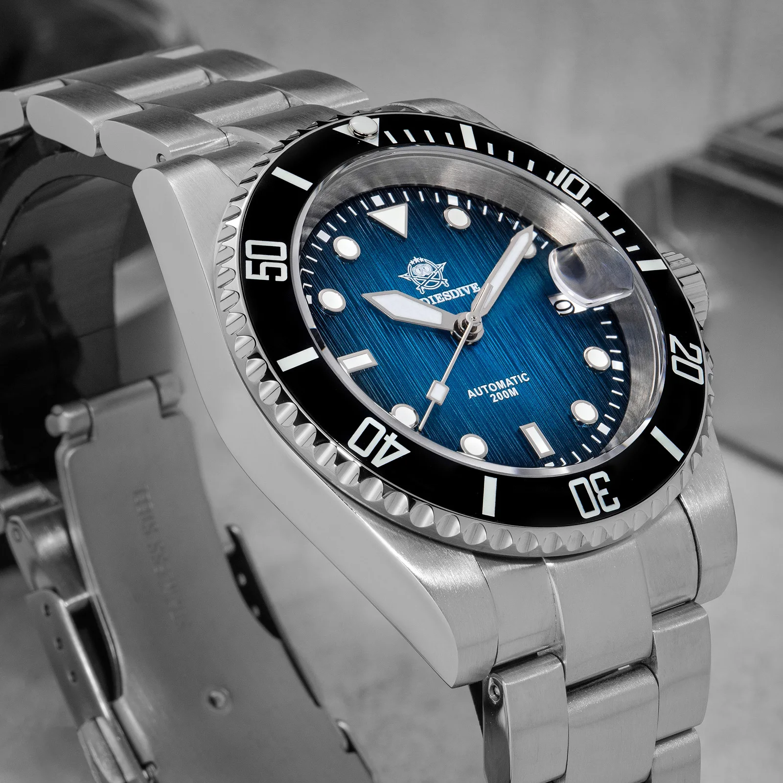 ADDIESDIVE Men Automatic Watch Sapphire Glass 8215 Mechanical Watches Ceramic Bezel Super Luminous 200m Diving Wristwatch AD2536