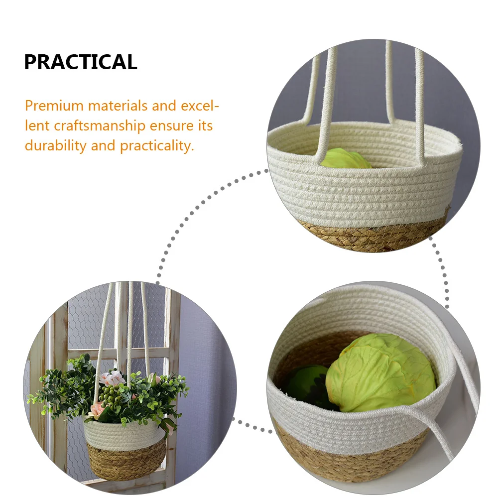 

Premium Hanging Flowerpot Woven Planter Basket for Garden Balcony Indoor Outdoor Plants Container with Metal Chain