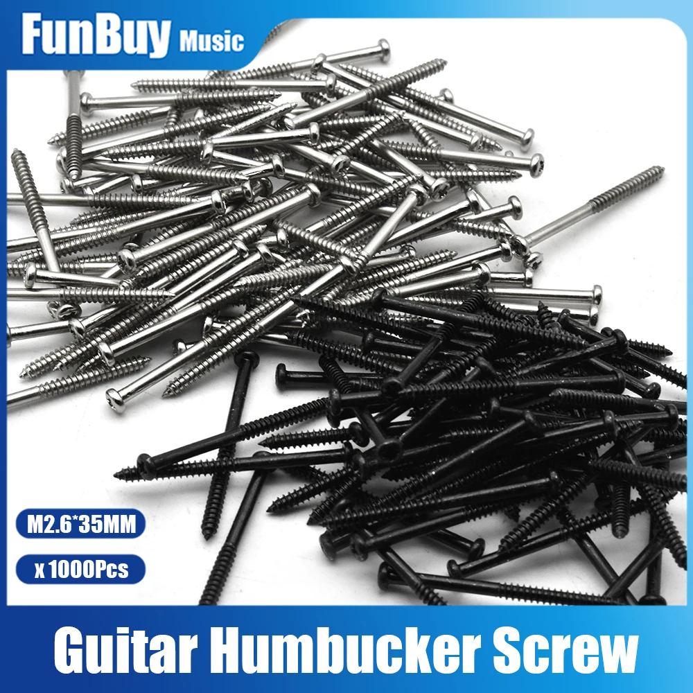 

1000pcs Electric Guitar Bass Pickup Height Adjusting Screws M2.6*35MM Chrome Black