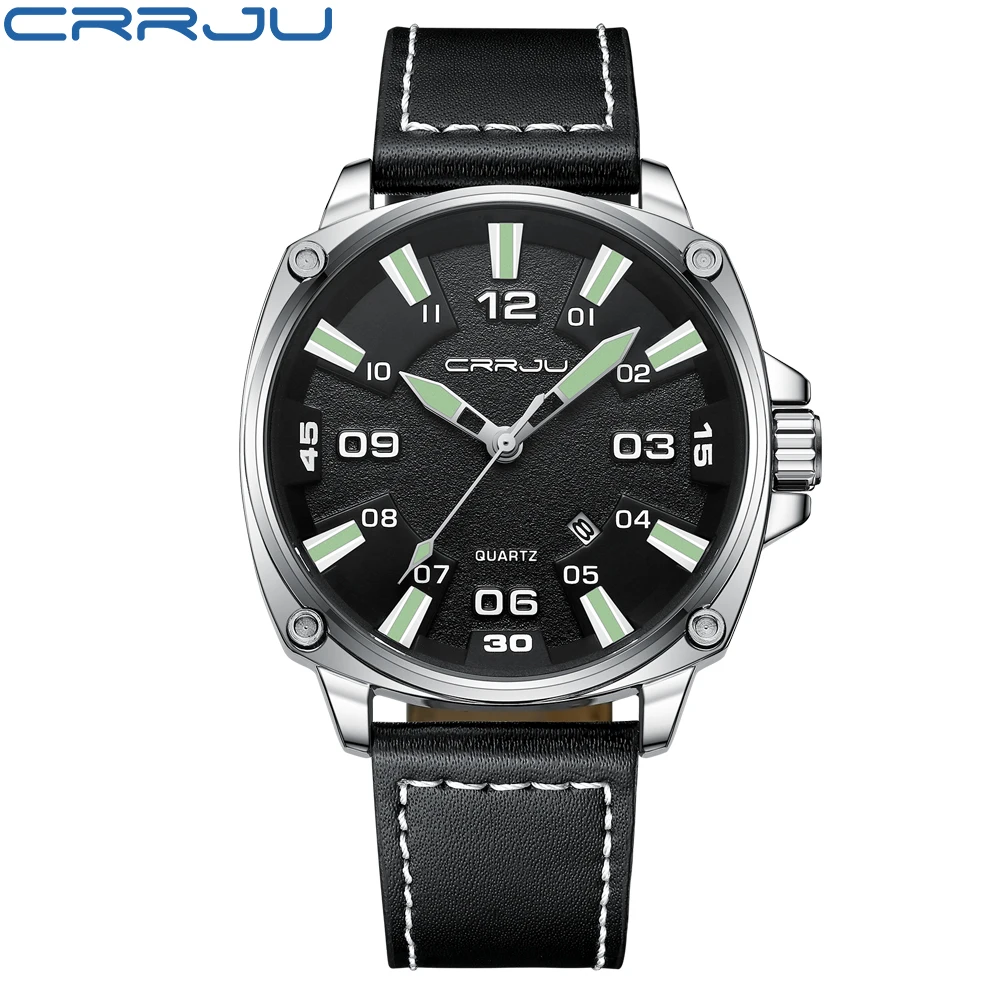 CRRJU Casual Fashion Male Watches Classic Mens Waterproof Quartz Calendar Wristwatch Luxury Gold Man Clock Relogio Masculino