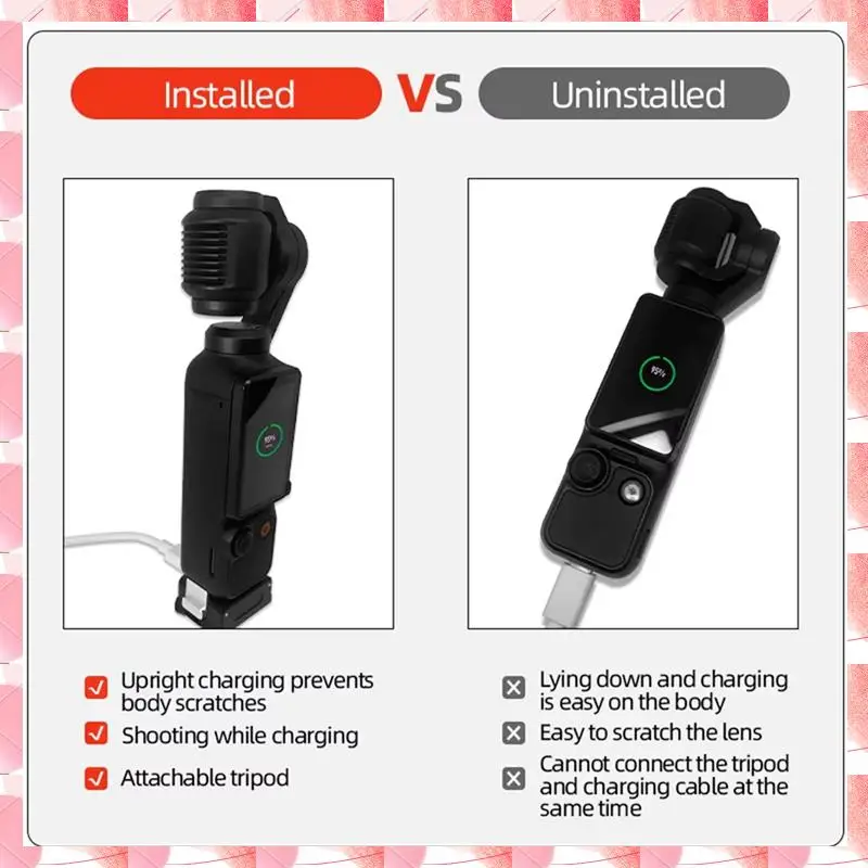 JAJA Charging Base For DJI OSMO Pocket 3 Camera 1/4 Mount Adapter Connector Fixed Holder Quick Release Accessory