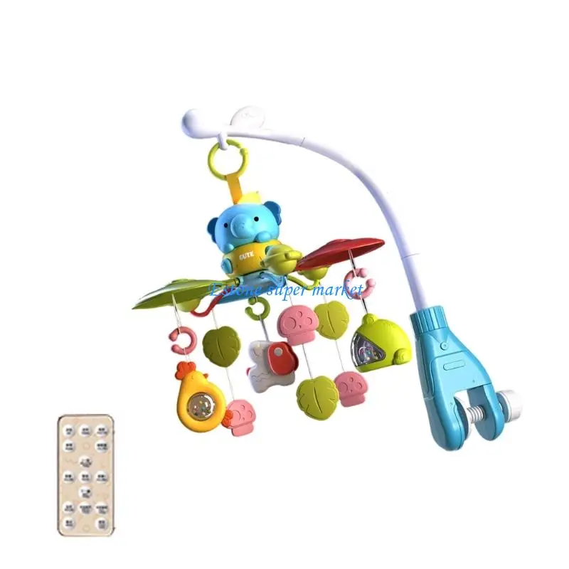 090B 회전 뮤직 박스 유아용 침대 모바일 교수형 장난감 유아 시각 및 청각 자극 아기 젖니가 남 릴리프 딸랑이 장난감