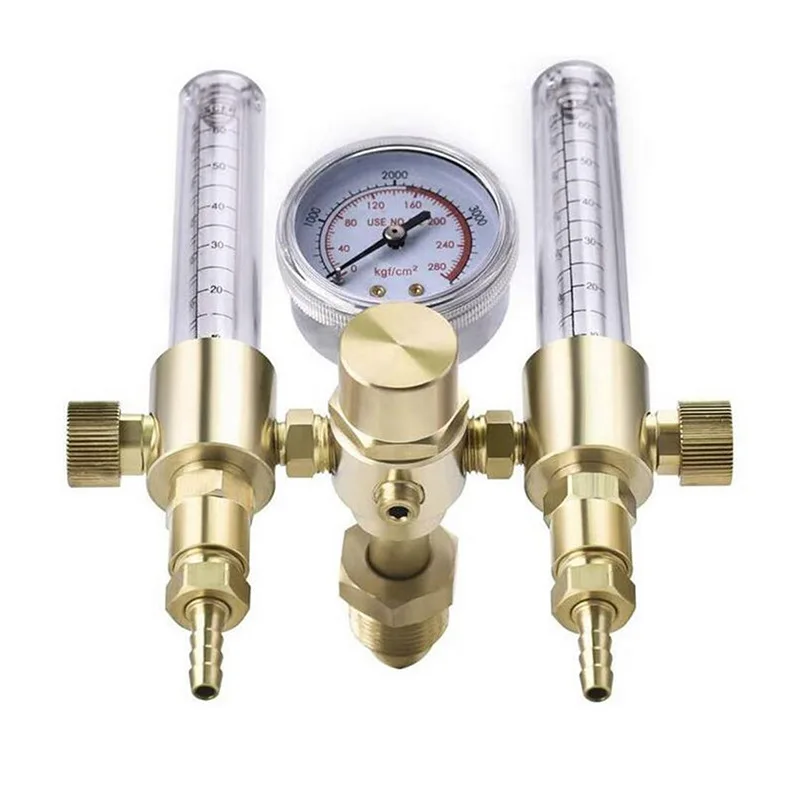 Dual‑Outlet CO₂ & Argon Gas Regulator CGA580 Inlet Dual‑Tube Pressure Reducer Flow Gauge for TIG MIG Welding