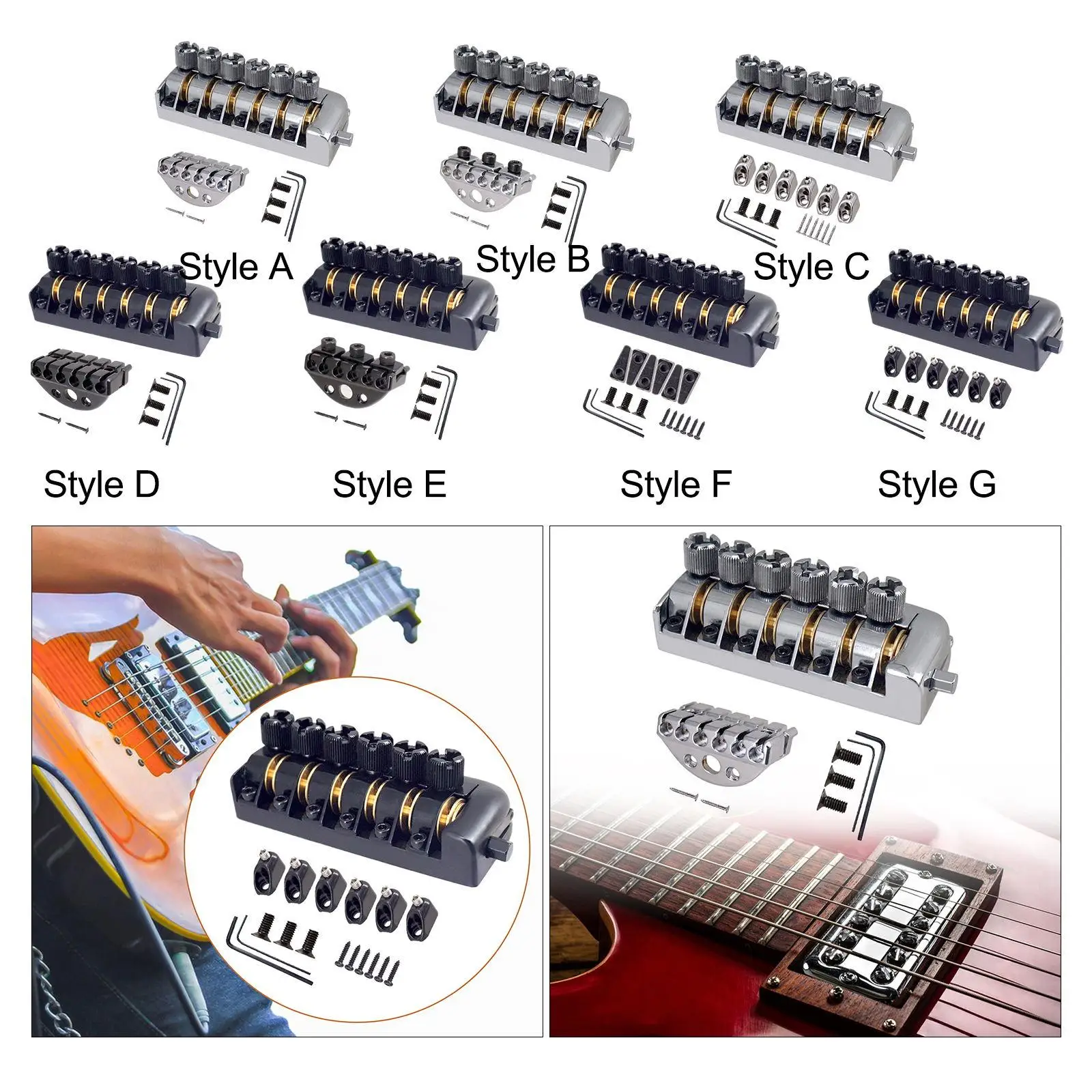 Description Picture 4 of itemGuitar Bridge Tailpiece Fixed 6 String Headless Guitar Bridge for Headless Electric Guitar Part Replaces Music Instrument DIY