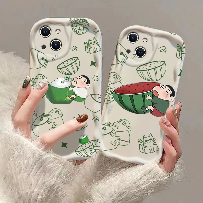 Cute Cartoon Crayons Shin-chans 3D Wave Case For Xiaomi Redmi 13C 12 12C 10 10C 9 9C A1 A2 K50 K40 Note 13 12 11 Pro Plus 4G 5G