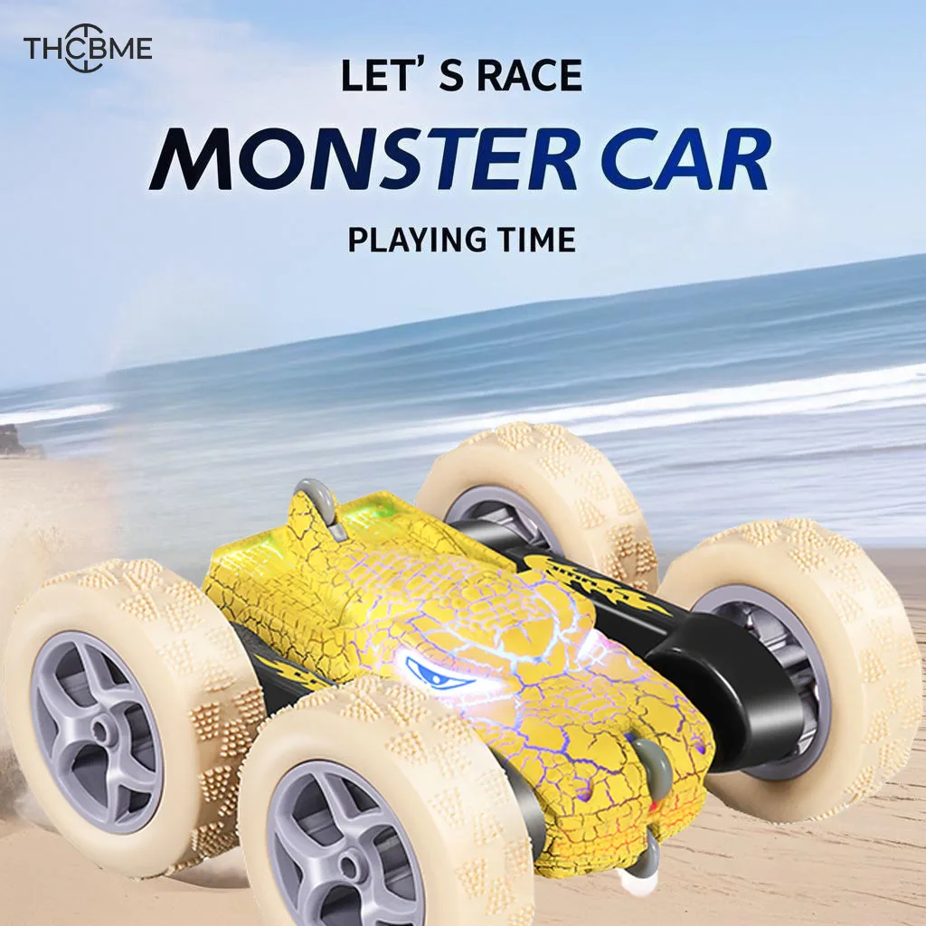 【Entrepôt local】 Ensemble de 2 nouvelles voitures télécommandées dinosaures crack, double lumière latérale avec cascade, réversible à grande vitesse, jouets pour bo