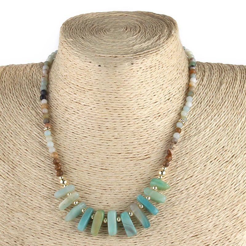 RH Fashion Tribal Beaded Jewelry 6mm Semi Precious Necklaces Women Festival Gift