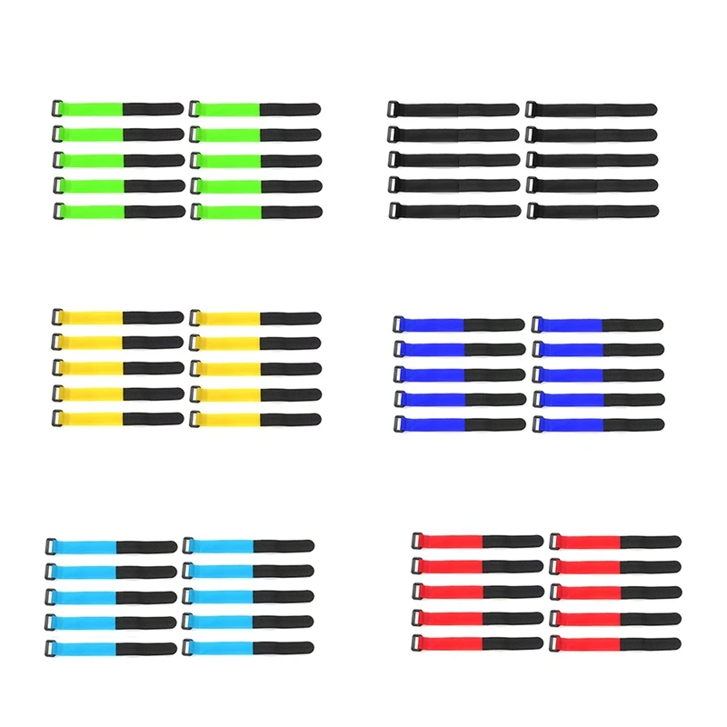 10ชิ้น25เซนติเมตรสายผูกแบตเตอรี่ Lipo สายรัดกันลื่นสีสำหรับเฮลิคอปเตอร์ควบคุมรีโมต Quadcopter RC Crawler Car