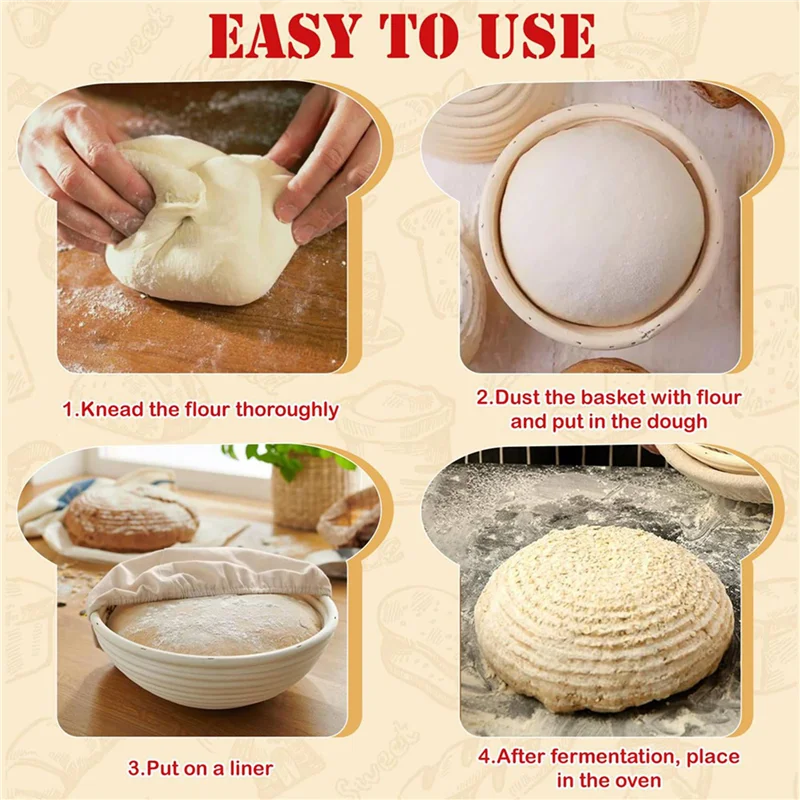 

12Pcs 5Inch Banneton Bread Proofing Basket Round Dough Sourdough Proofing Dough Proofing Bowls With Removable Liner