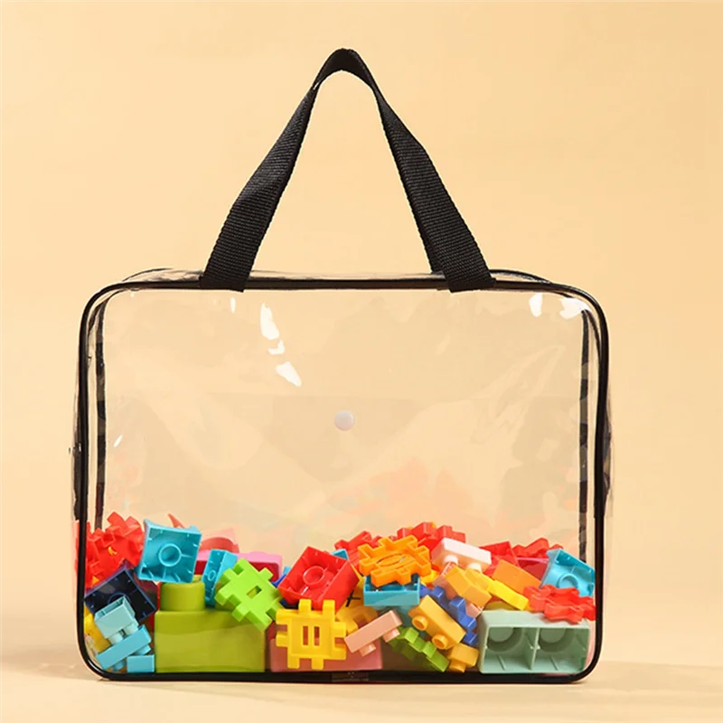 

AED6-6 Packs Toy Storage Bags,Reusable Clear Storage Bags With Front Pocket,Waterproof Toy Organizer Bags