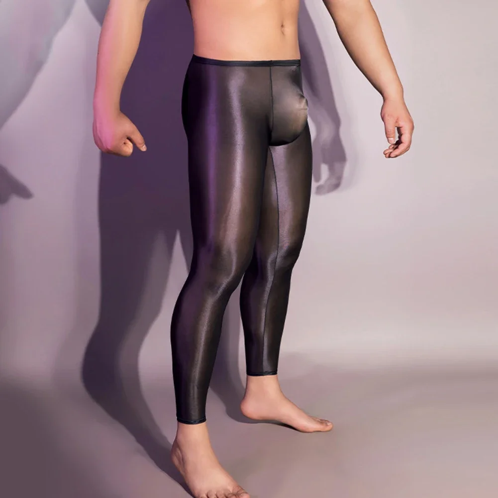 

Sexy Men's Ultra Thin Jockstrap Pouch Leggings Lingerie Sheer Underwear Long Pants Elastic Waist Man Tight Trousers