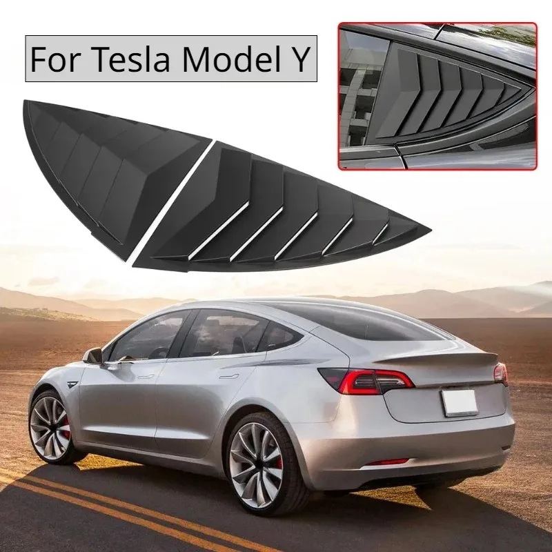 Rear Side Blinds Window for Tesla Model Y Rear Triangle Window Spoiler Louver Shutter Cover Sports Car Modification Accessories