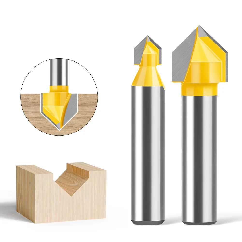 

1PC 8MM Shank Milling Cutter Wood Carving Engraving Milling Cutter 1/4 3/4 1/2 7/8 5/8 Flat Head V-type Groove Woodwork Router