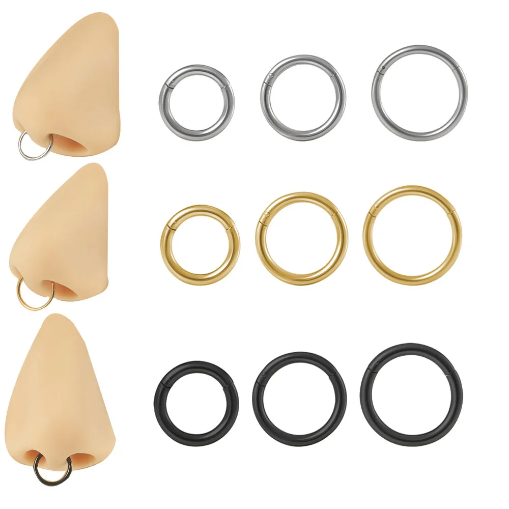 1PC Surgical Steel Round Septum Piercing Hinged Segment Nose Ring Septum Clicker Cartilage Tragus Clicker Body Piercing Jewelry