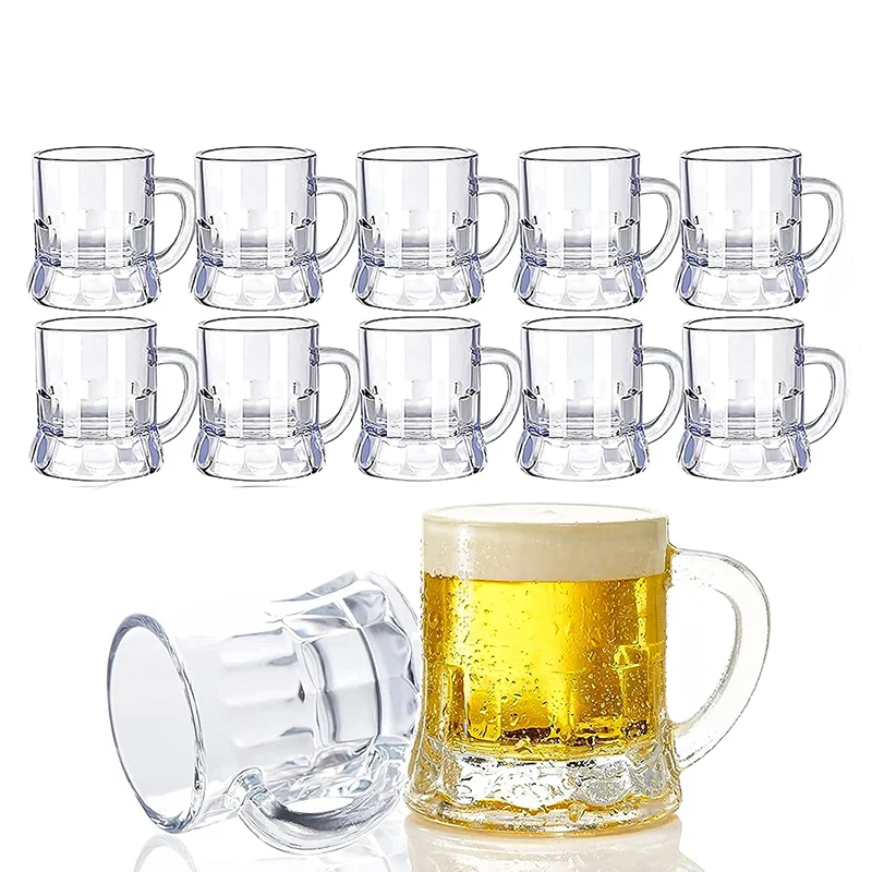 

12PCS Mini Beer Mug Shot Glasses, Heavy Base Clear Mini Beer Mugs, Small Shot Cups for Party Drink, Beer