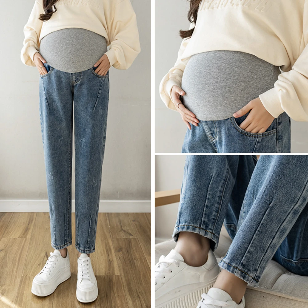 maternity pants clothing Pregnant woman pregnancy clothes baggy denim jeans grossesse women embarazada femme enceinte trousers