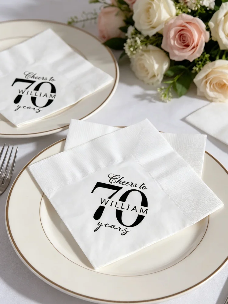 Personalized Birthday Cocktail Paper Napkins Custom Name & Age Printed Disposable Napkins Birthday Party Table Decor Favor