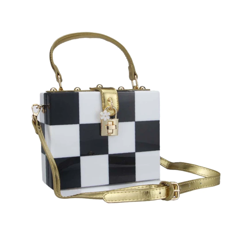 Crossbody Bag Handbag Vintage Shoulder Lock Leather Strap Checkerboard Contrast Color Korea Box Tote Luxury Designer Brand Woman