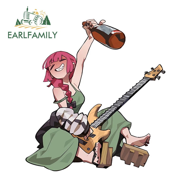 EARLFAMILY 13cm × 12cm Hiroi Kikuri Guitar Anime Car Stickers Adorable Cartoon Girl Tuya Decals Funny Car Windshield Decoration