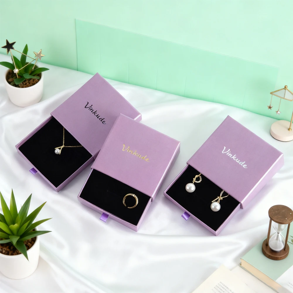 

Wholesale 6x6x2.5cm Custom Logo Packaging Gift Drawer Boxes 100Pack Earrings Necklace Bracelet Rings Drawer Paper Jewelry Box