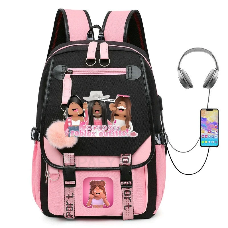 Gorący plecak studencki ROBLOX dziewczyna podróżny plecak szkolny moda plecak rekreacyjny Boba Anime torby szkolne na laptopa Usb Bookbags