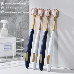 6Pcs Wide Head Soft Long Head Adult Big Head Toothbrush Comfortable Teeth Super Soft Oral Cleaning Brush