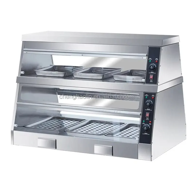 Food Heating Hamburger Fried Chicken Electric Insulated Commercial Deli Countertop Display Cabinet Thermal Insulation Machine