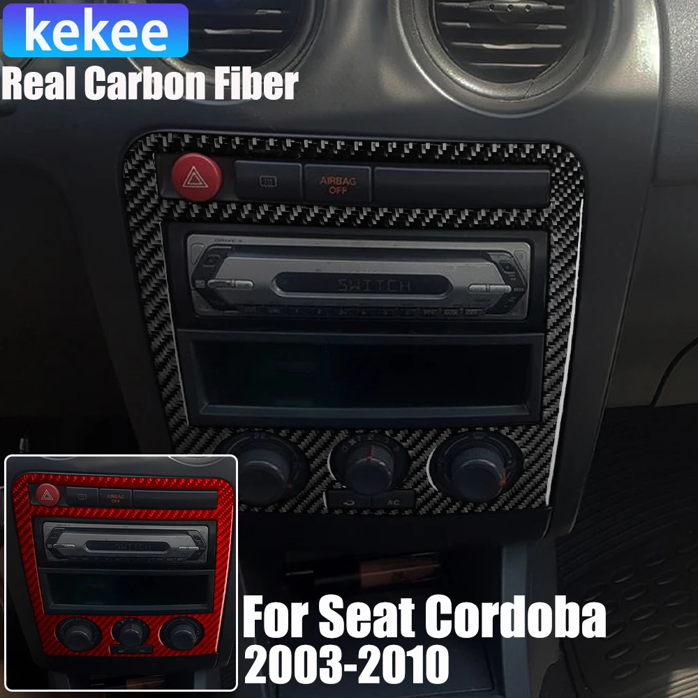 

Накладка на центральную консоль из настоящего карбона, мягкая наклейка для Seat Cordoba 2003-2010, для Seat Ibiza 2003-2008