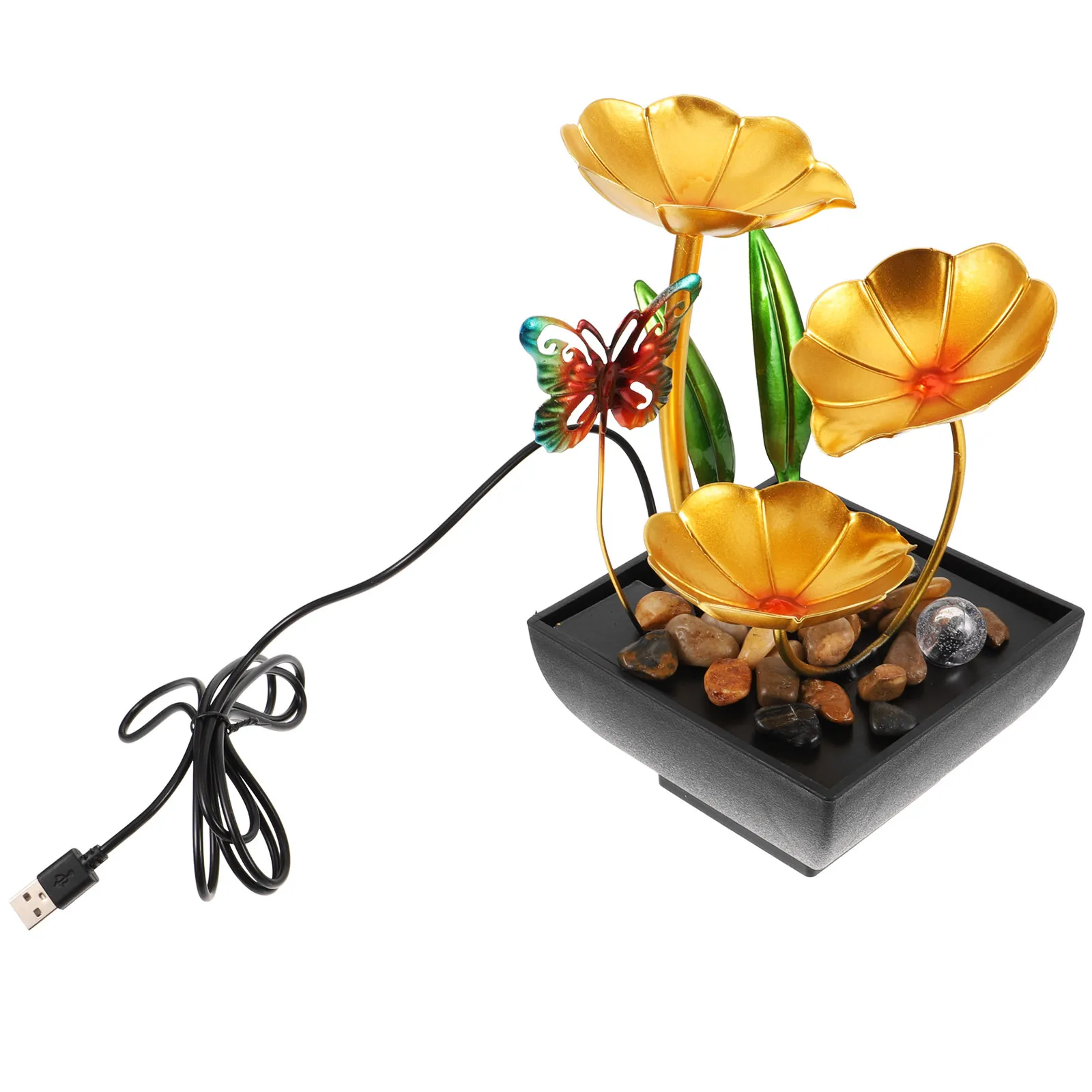 

Mini Desktop Fountain for Office Home Decor Indoor Waterfall Tabletop Fountains Relaxation Water Feature Iron Art Craft