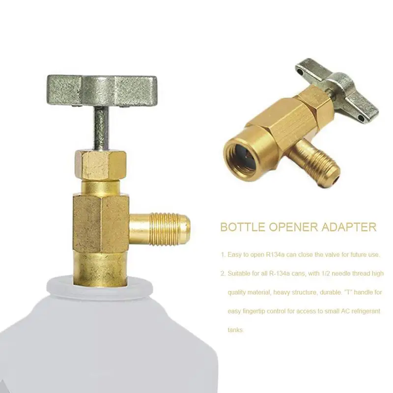 High Quality Liquid Safety Valve R-134a Bottle Opener Adapter Air Conditioning Refrigerant 1/4 Safety Adapter Fits 1/2 ACME