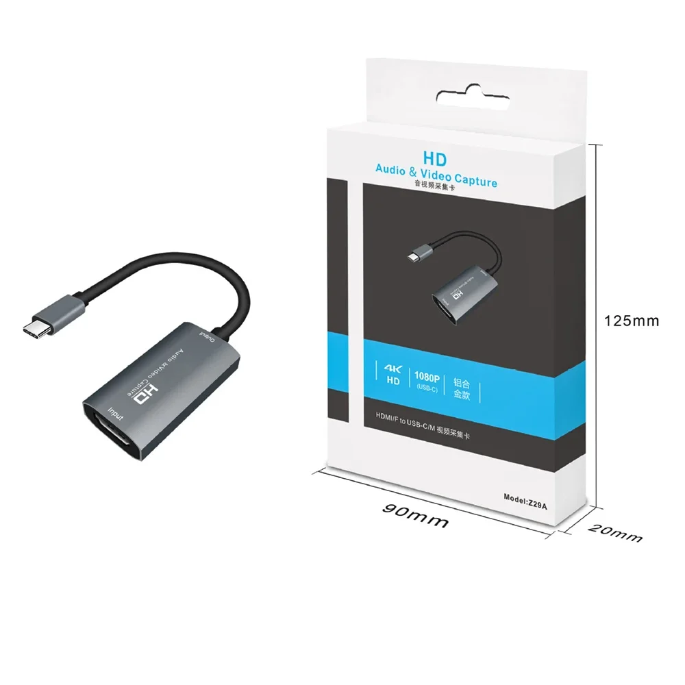 1080p 60fps tipo-c placa de captura de vídeo usb 3.0 hdmi-compatível com usb c placa de captura de áudio para jogos ao vivo streaming de vídeo registro