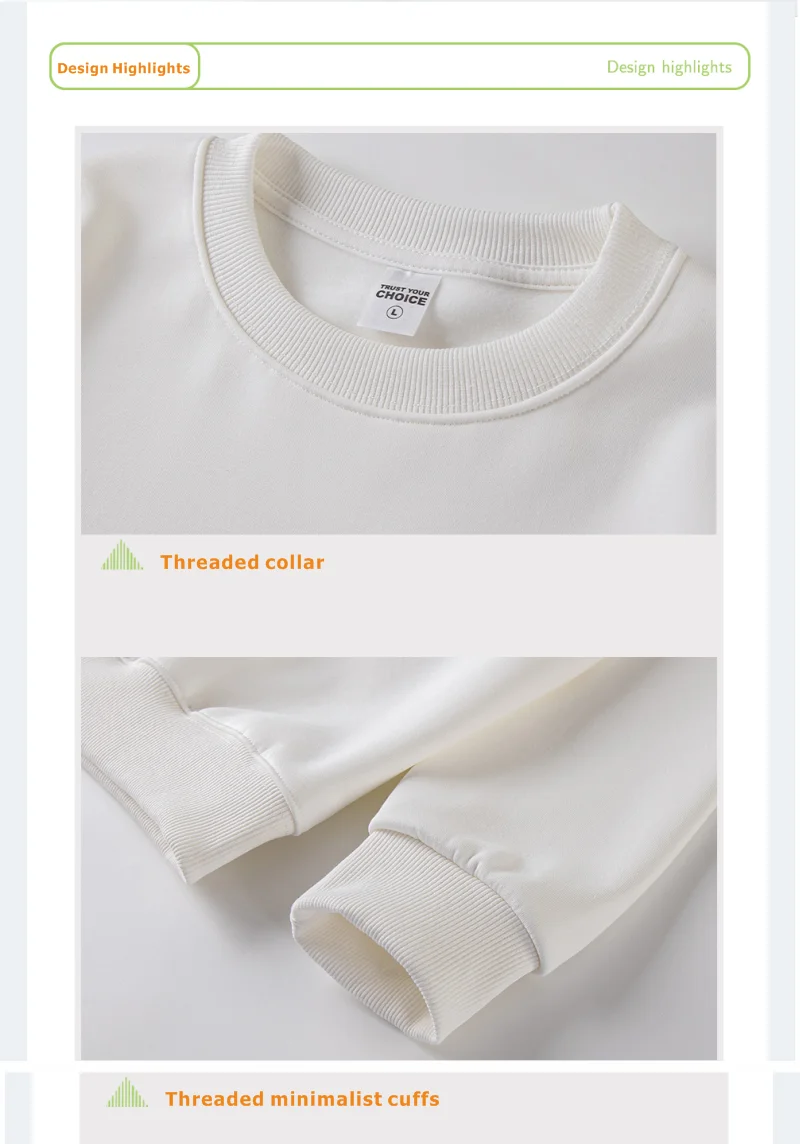 100% Cotton For Warmth Customized Letter Picture Logo Loose Solid Color Fit Round Neck Men Women Fashionable Couple Sweatshirt