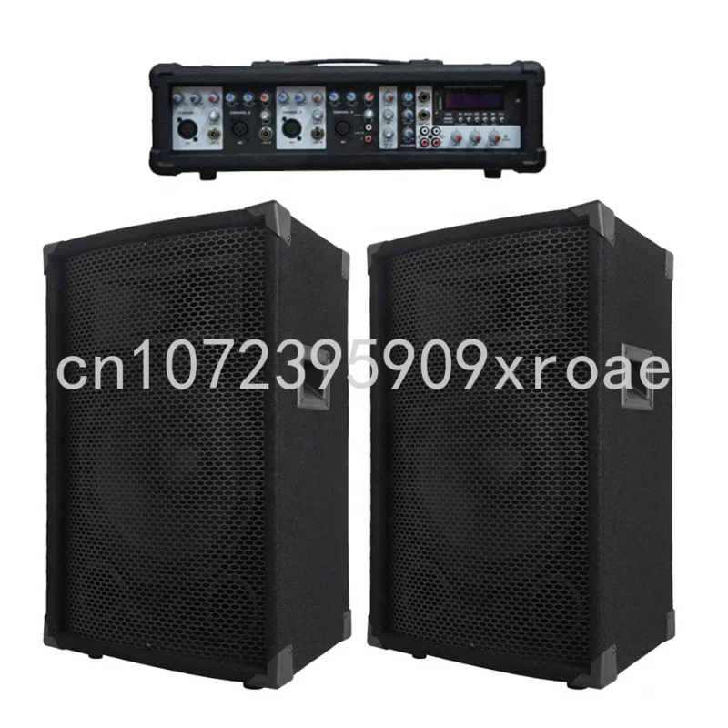 Professional Audio Subwoofer, PA Speaker System, BT, TWS, Karaoke Sets, 4 Channel Powered Mixer Sound Box, 1200W, 2X15\