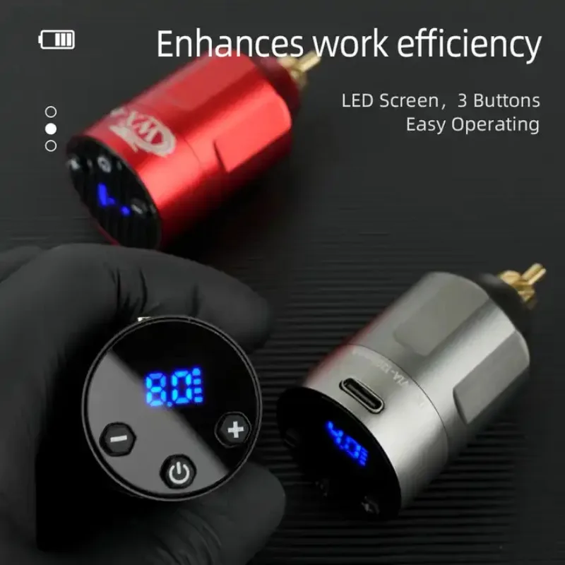 

Portable Tattoo Power Supply Wireless Fast Charging Battery Rechargeable for Tattoo Pen Machine WX-6 RCA DC Interface