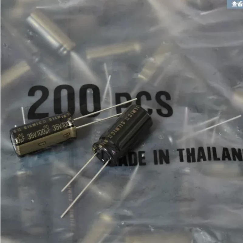 10PCS-100PCS  100UF 35V Japanese Ina ELNA capacitor 35V100UF SILMIC II copper pin RFS Brown God