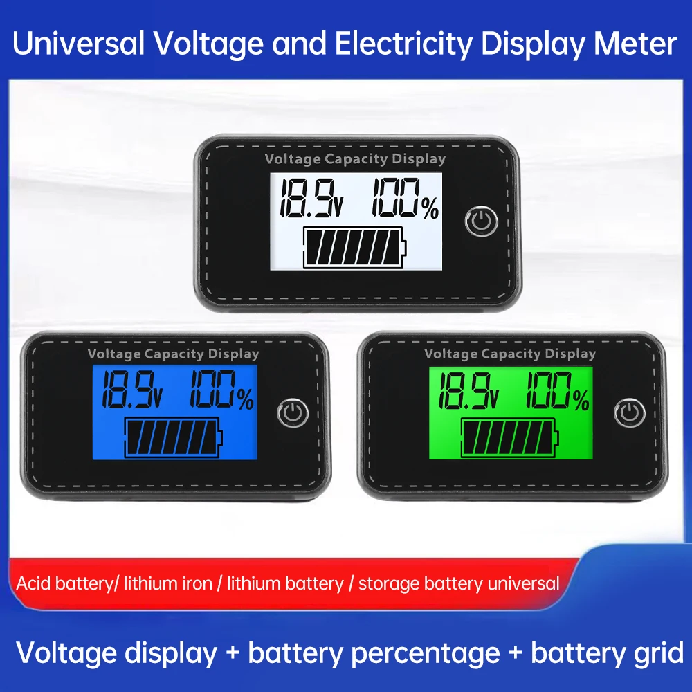 Universal DC 5-100V LCD Autobatterie Leistungs anzeige Voltmeter Prozentsatz verbleibende Leistung Lithium Eisen Speicher batterie