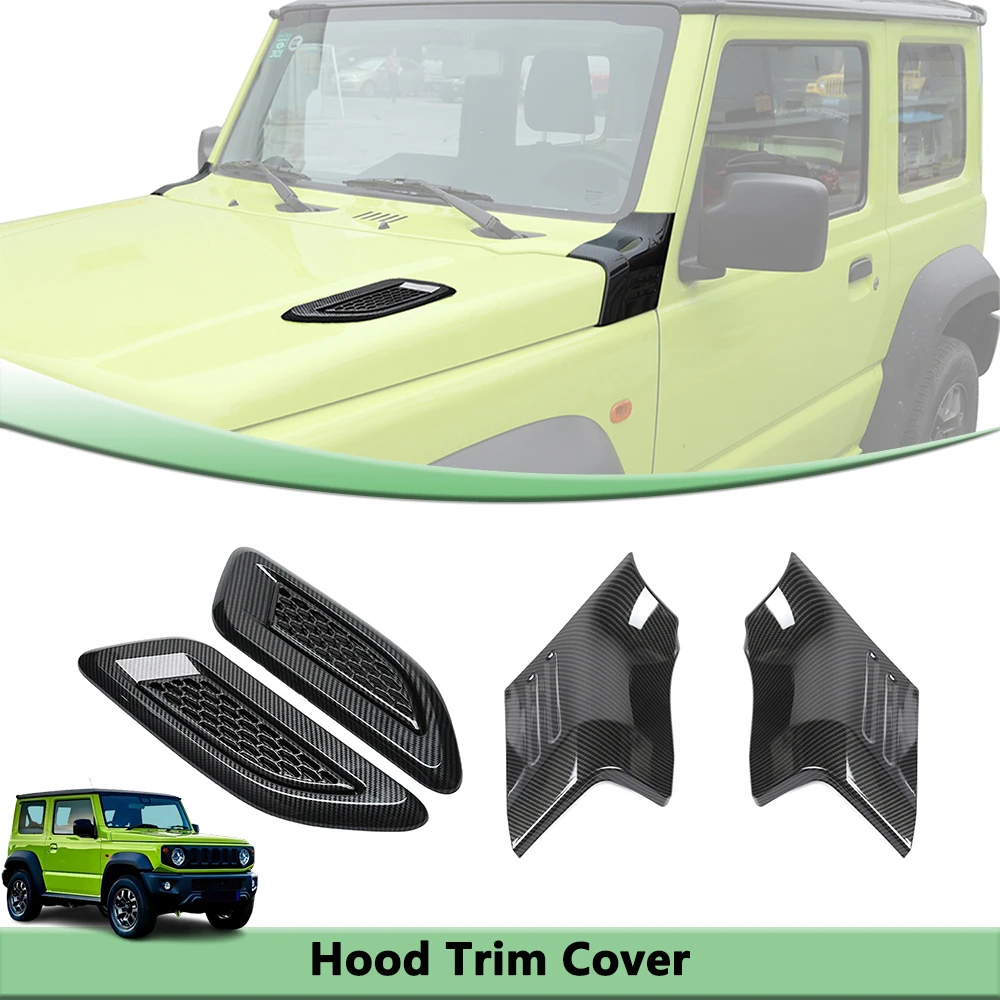 

Hood Corner Protection Air Vent Trim Cover Set for Suzuki Jimny JB64 JB74 2019-2026 Black Exterior Car Styling Accessories ABS