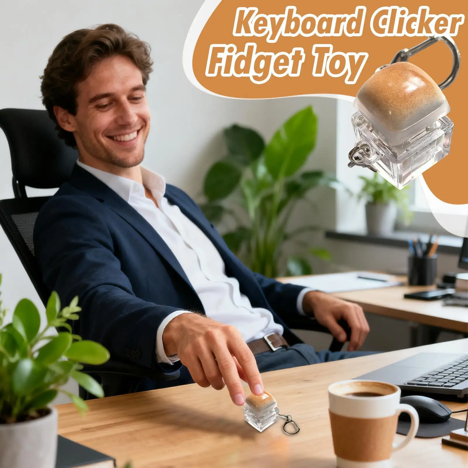 Fidget Keyboard Clicker Bread Shaped Handheld Press Button Finger Clicker Sensory Fun Toys For Adults Kids Work School Travel