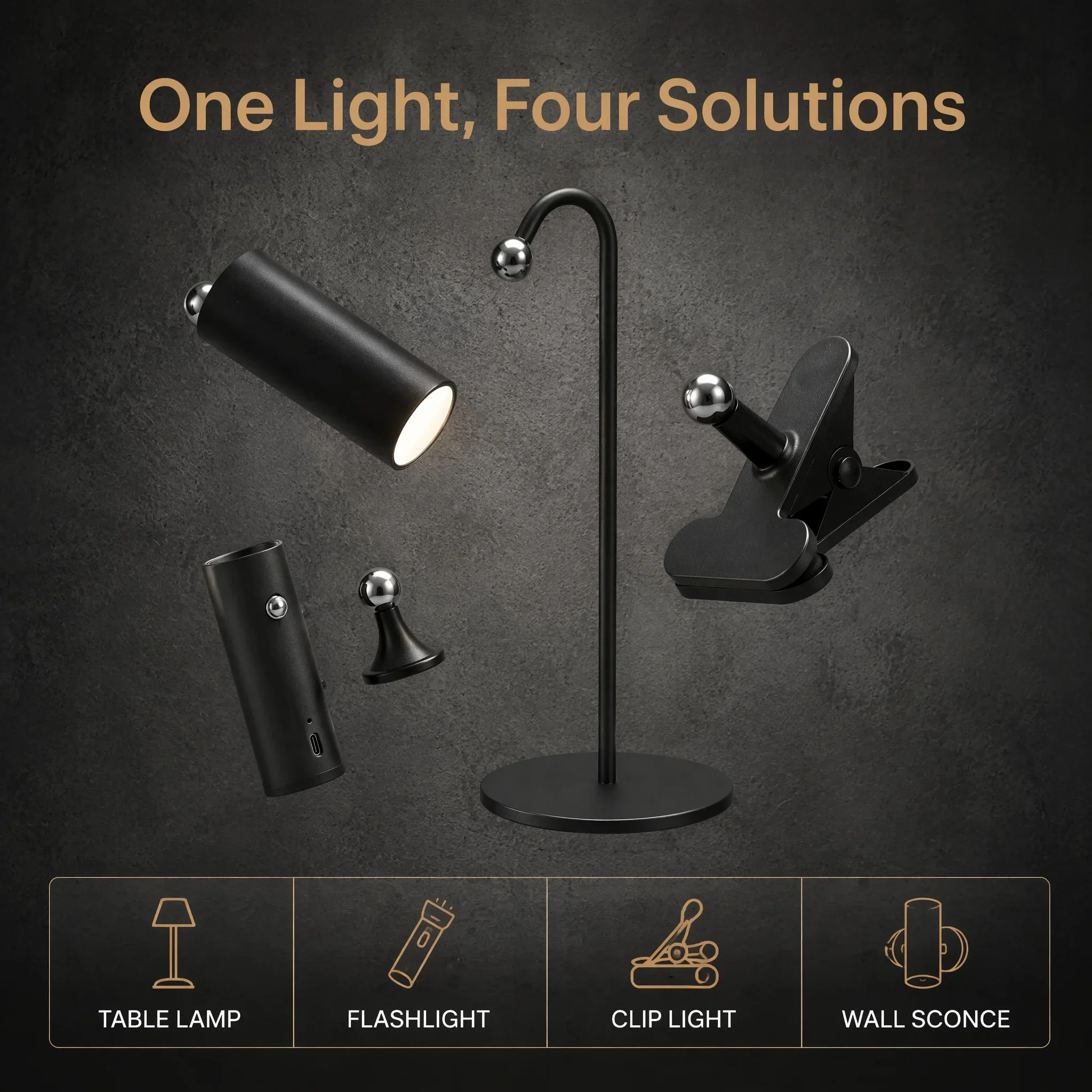 4-in-1MagneticTouchReadingLightRechargeableUSB-C Desk ClipWall Lamp Portable Handheld NightLight For Bedroom OfficeStudy Camping