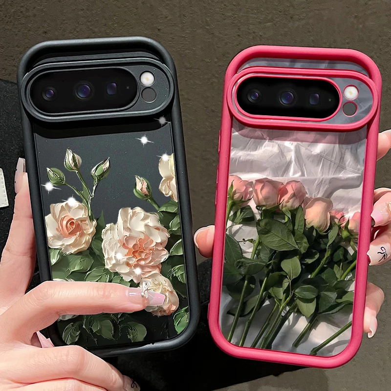 Relief Rose Blumen TPU Hülle für Google Pixel 8A 7 8 Pro 9 Pro XL 7A stoßfeste weiche Silikon-Telefonabdeckung für Pixel 7 8 9 Pro