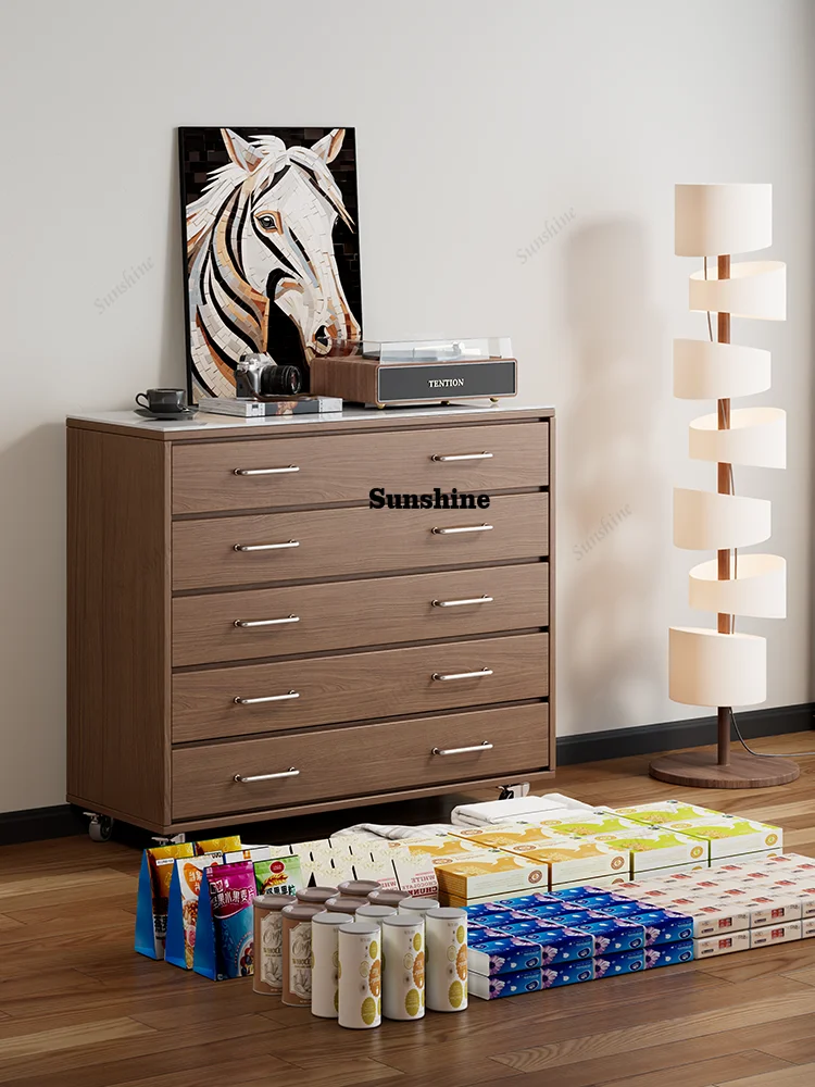 

vintage vintage sideboard, solid wood movable storage cabinet, bedroom bedside cabinet