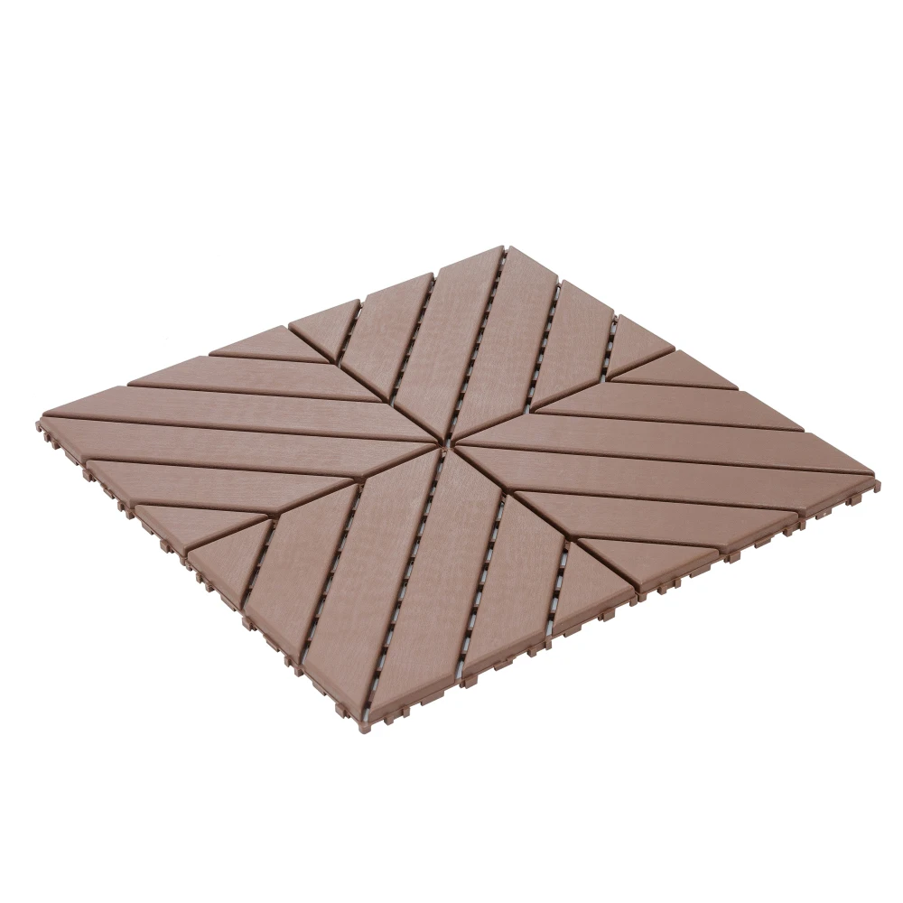 

Plastic Interlocking Deck Tiles,44 Pack 12"x12" Square Waterproof Outdoor All Weather Use, Patio Decking Tiles, Brown