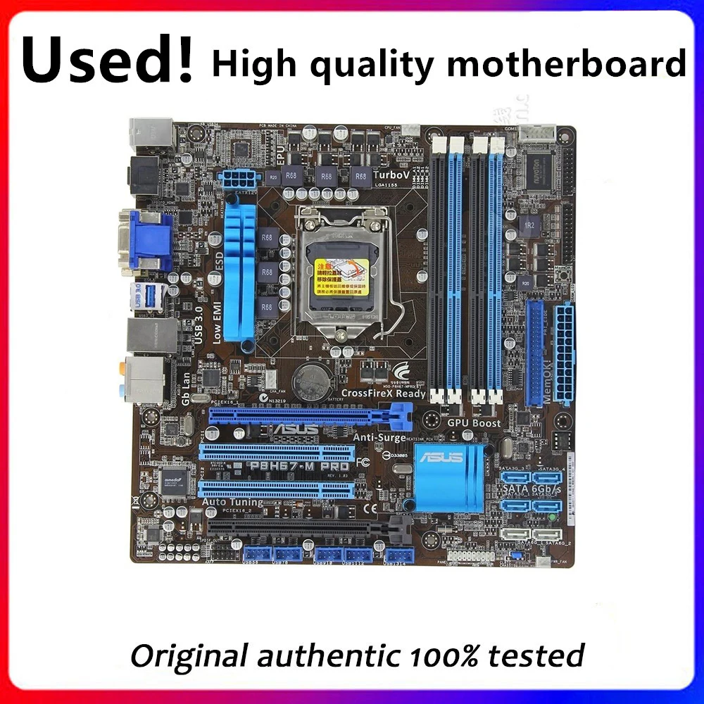 

For ASUS P8H67-M PRO Computer Motherboard LGA 1155 DDR3 For Intel H67 P8H67 Desktop Mainboard SATA II PCI-E X16 Used